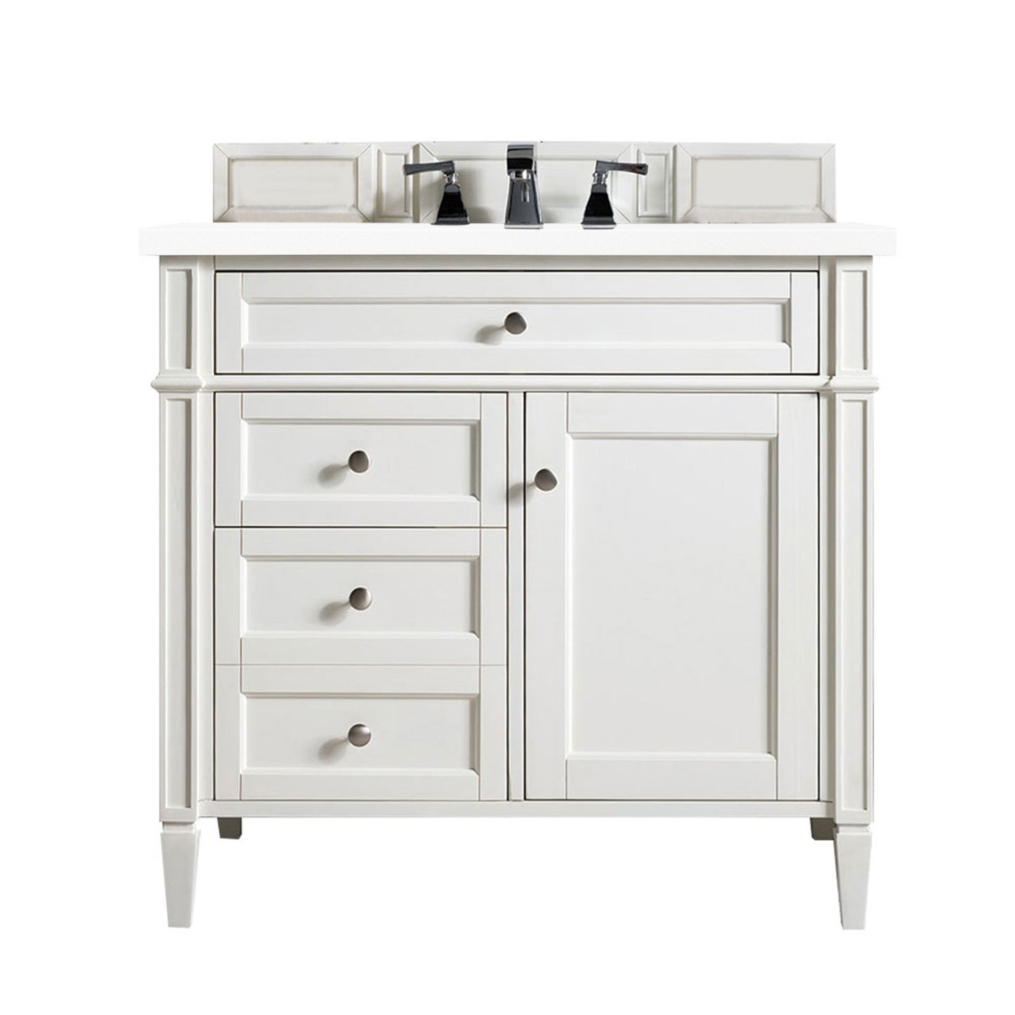 Brittany 36" Single Vanity, Bright White w/ 3 CM White Zeus Quartz Top