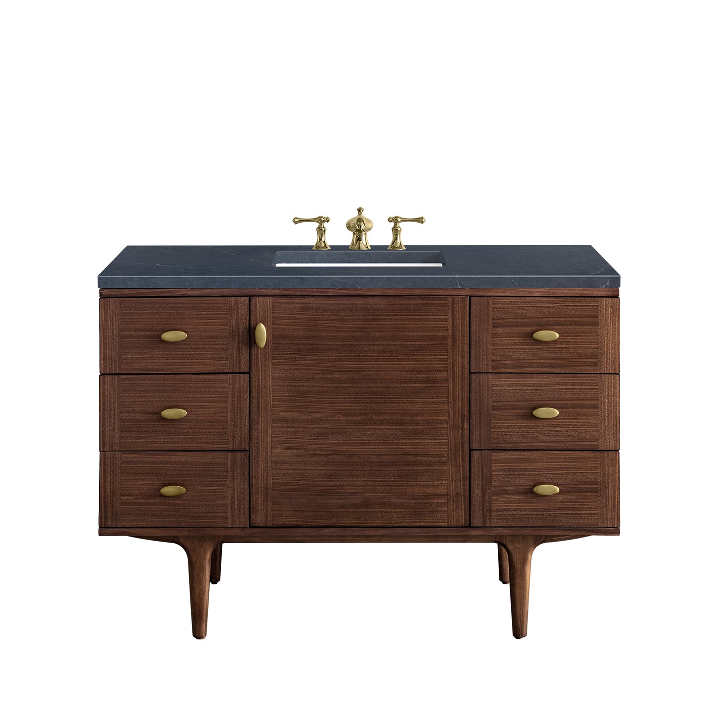 Amberly 48" Single Vanity, Mid-Century Walnut w/ 3 CM Charcoal Soapstone Top