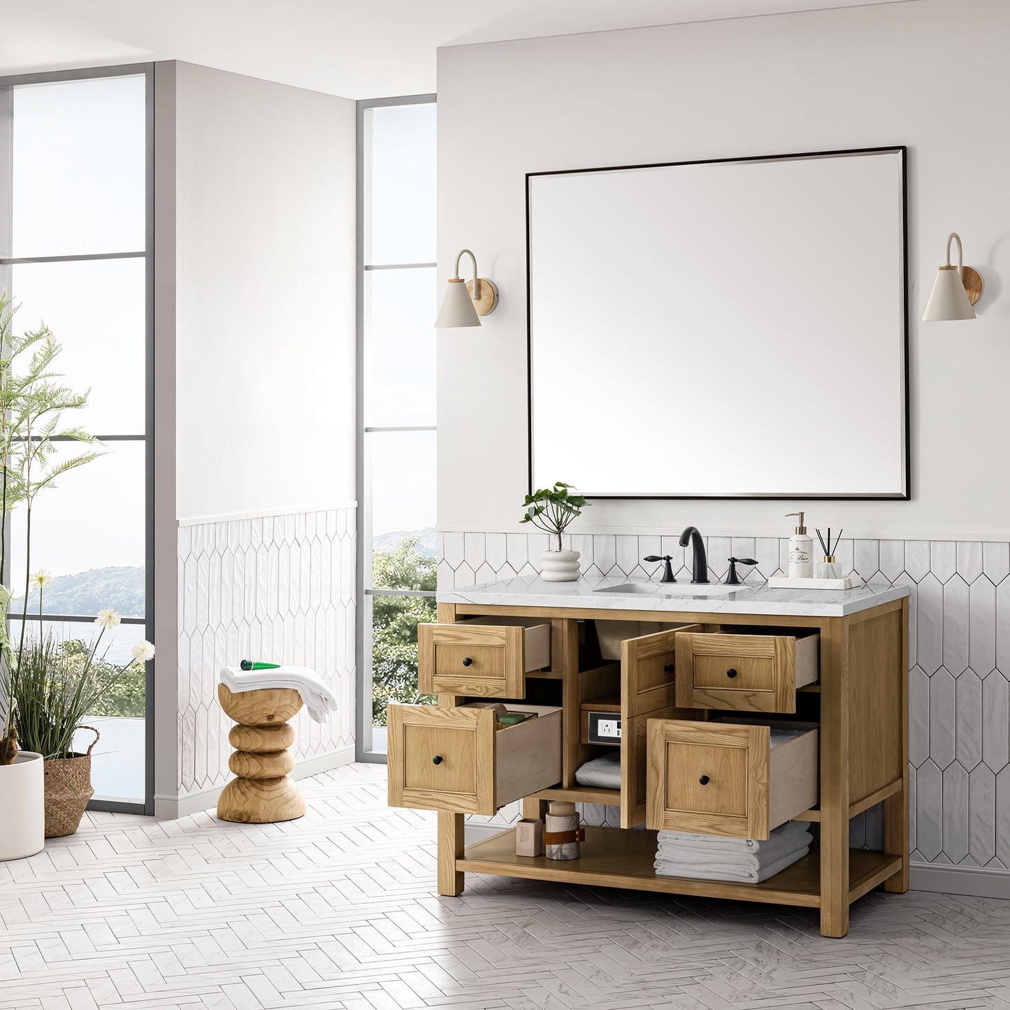 Breckenridge 48" Single Vanity, Light Natural Oak w/ 3 CM Ethereal Noctis Top