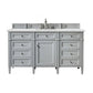 Brittany 60" Single Vanity, Urban Gray w/ 3 CM Ethereal Noctis Quartz Top