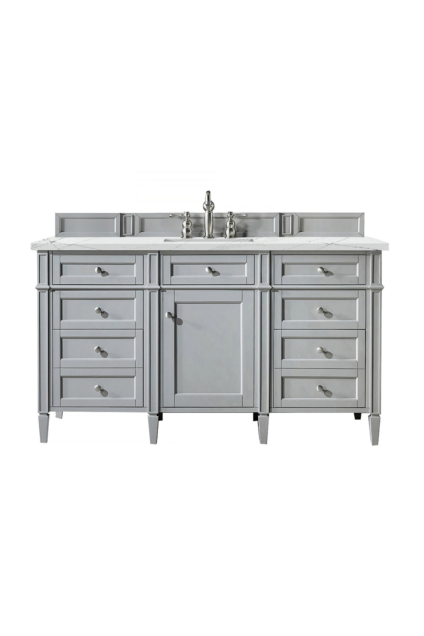 Brittany 60" Single Vanity, Urban Gray w/ 3 CM Ethereal Noctis Quartz Top