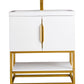 Columbia 31.5" Single Vanity, Glossy White, Radiant Gold, w/ White Glossy Composite Stone Top