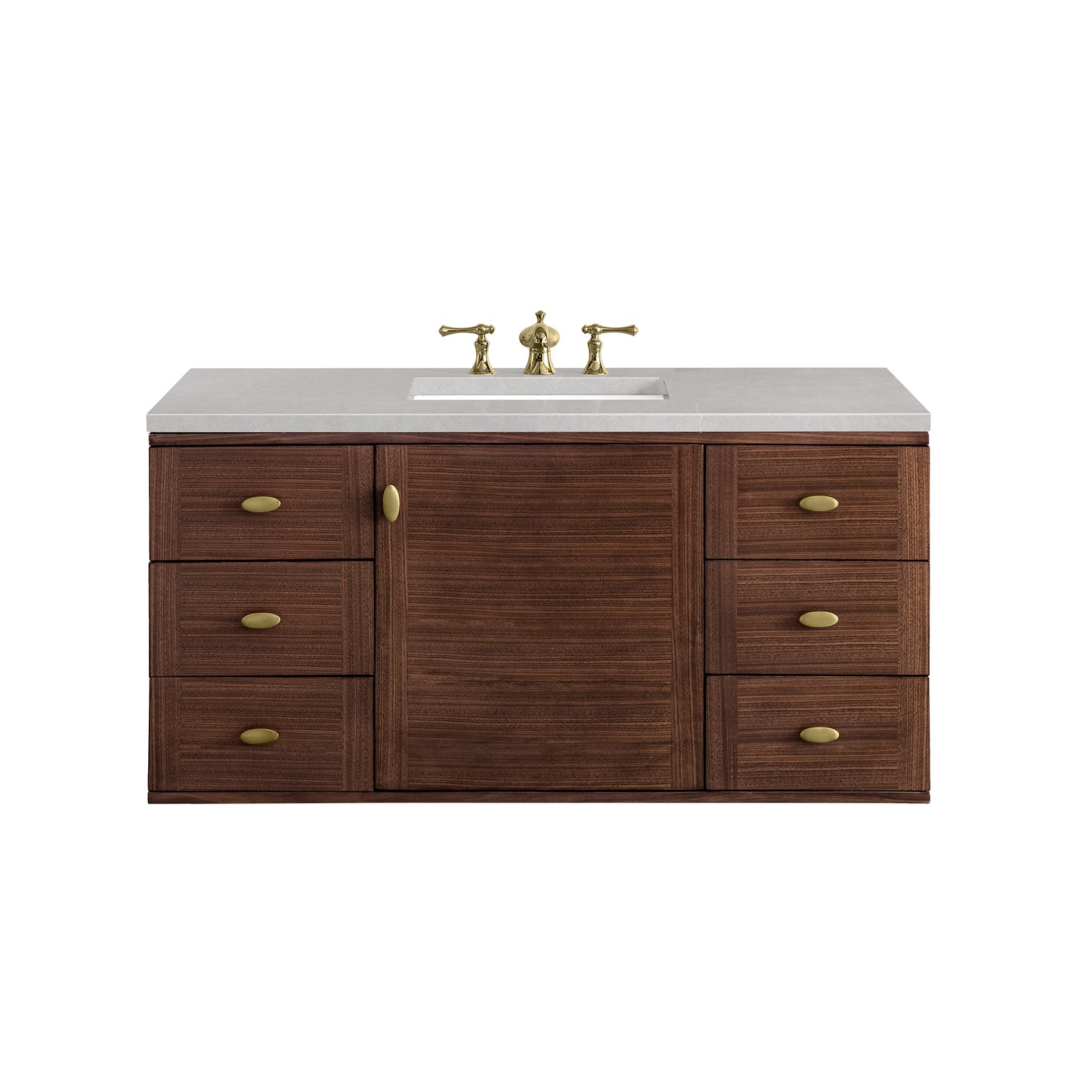 Amberly 48" Single Vanity, Mid-Century Walnut w/ 3 CM Eternal Serena Top