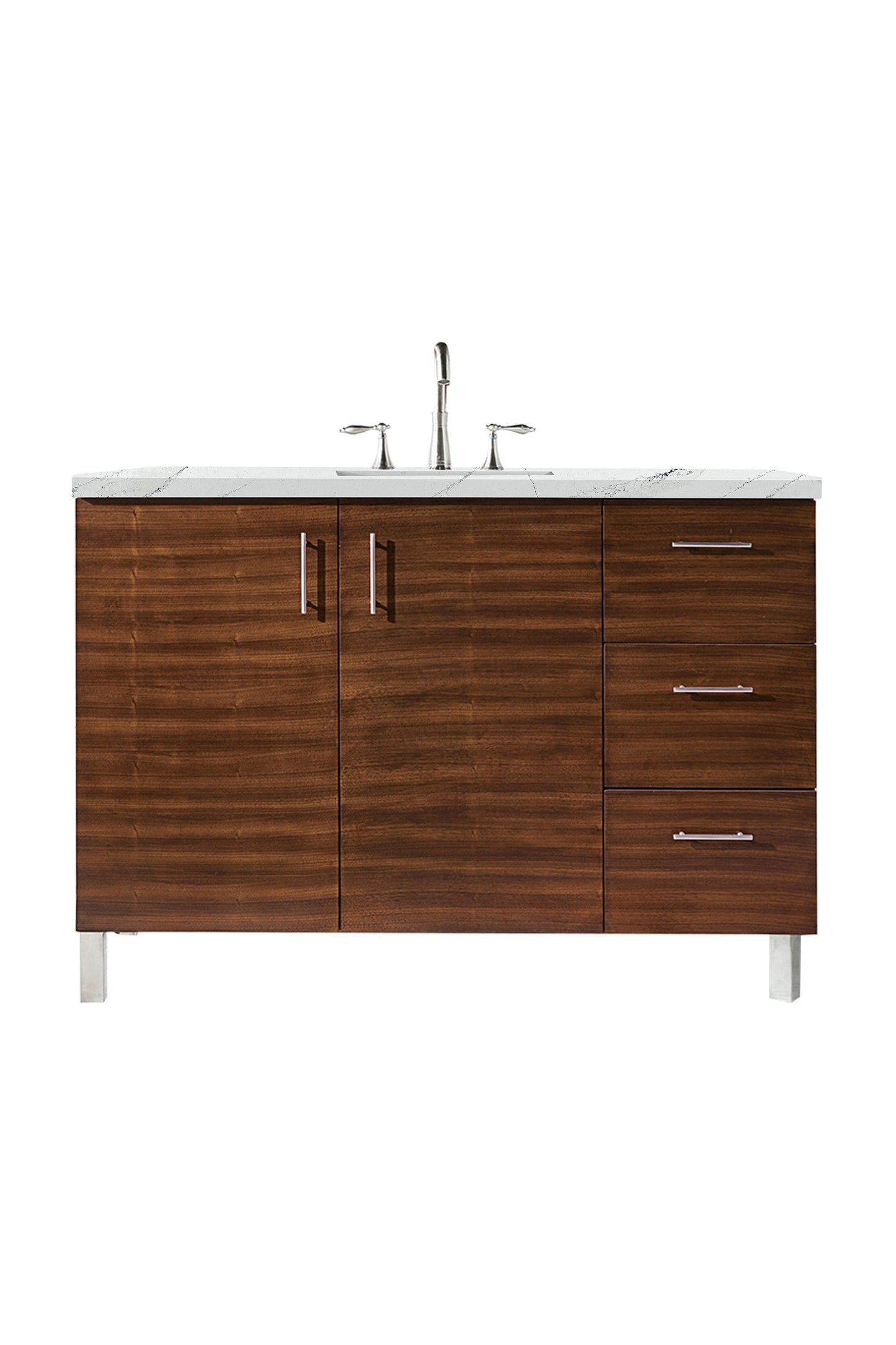 Metropolitan 48" Single Vanity, American Walnut w/ 3 CM Ethereal Noctis Quartz Top