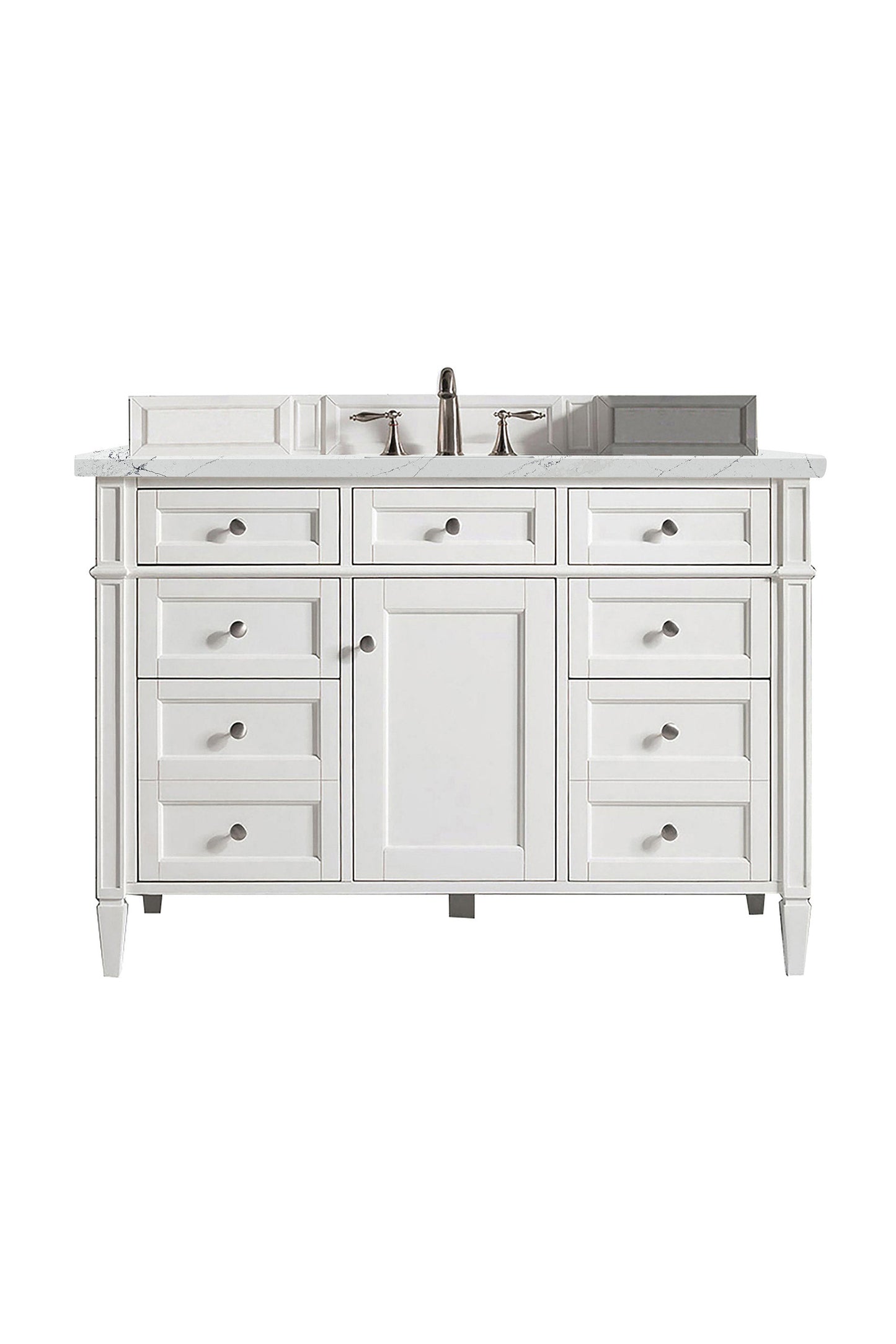 Brittany 48" Single Vanity, Bright White w/ 3 CM Ethereal Noctis Quartz Top