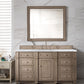 Bristol 60" Single Vanity, Whitewashed Walnut w/ 3 CM Carrara Marble Top