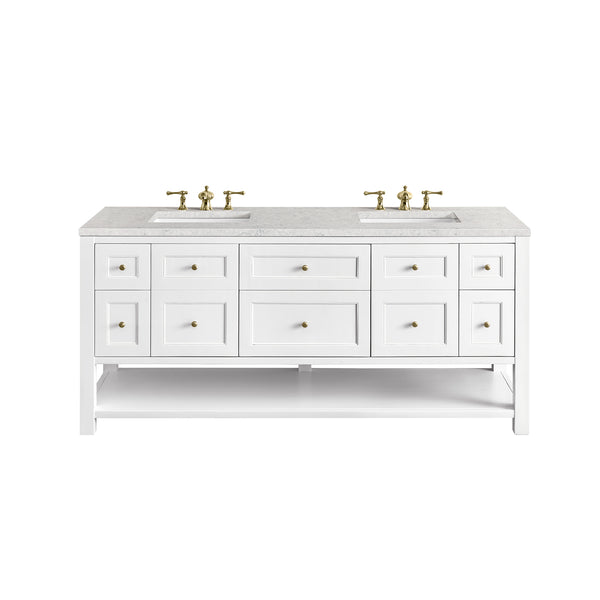 Breckenridge 72 Double Vanity, Bright White w/ 3 CM Eternal Jasmine Pearl Top