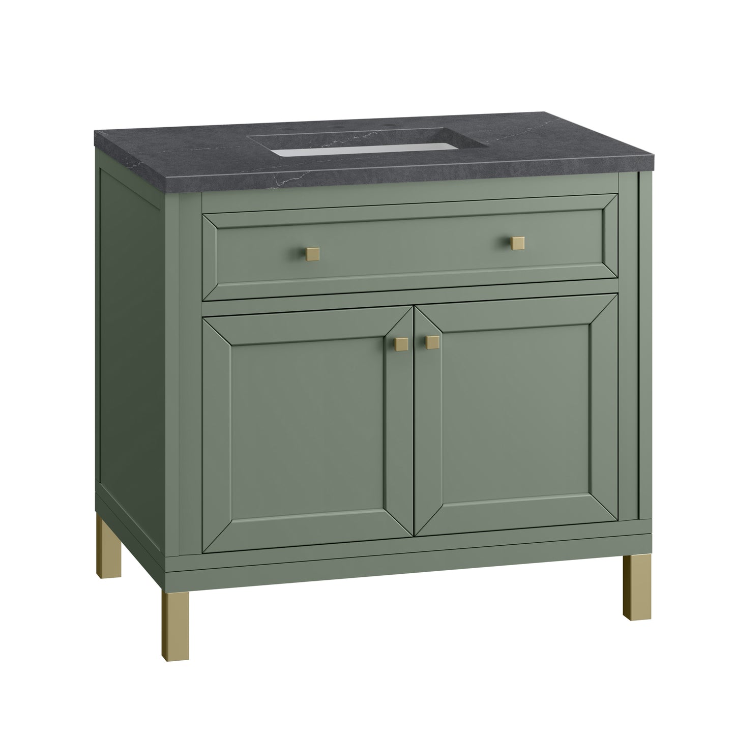 Chicago 36" Single Vanity, Smokey Celadon w/ 3 CM Charcoal Soapstone Top