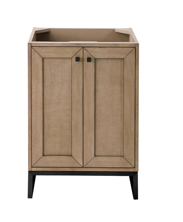 Chianti 24 Single Vanity Cabinet, Whitewashed Walnut, Matte Black