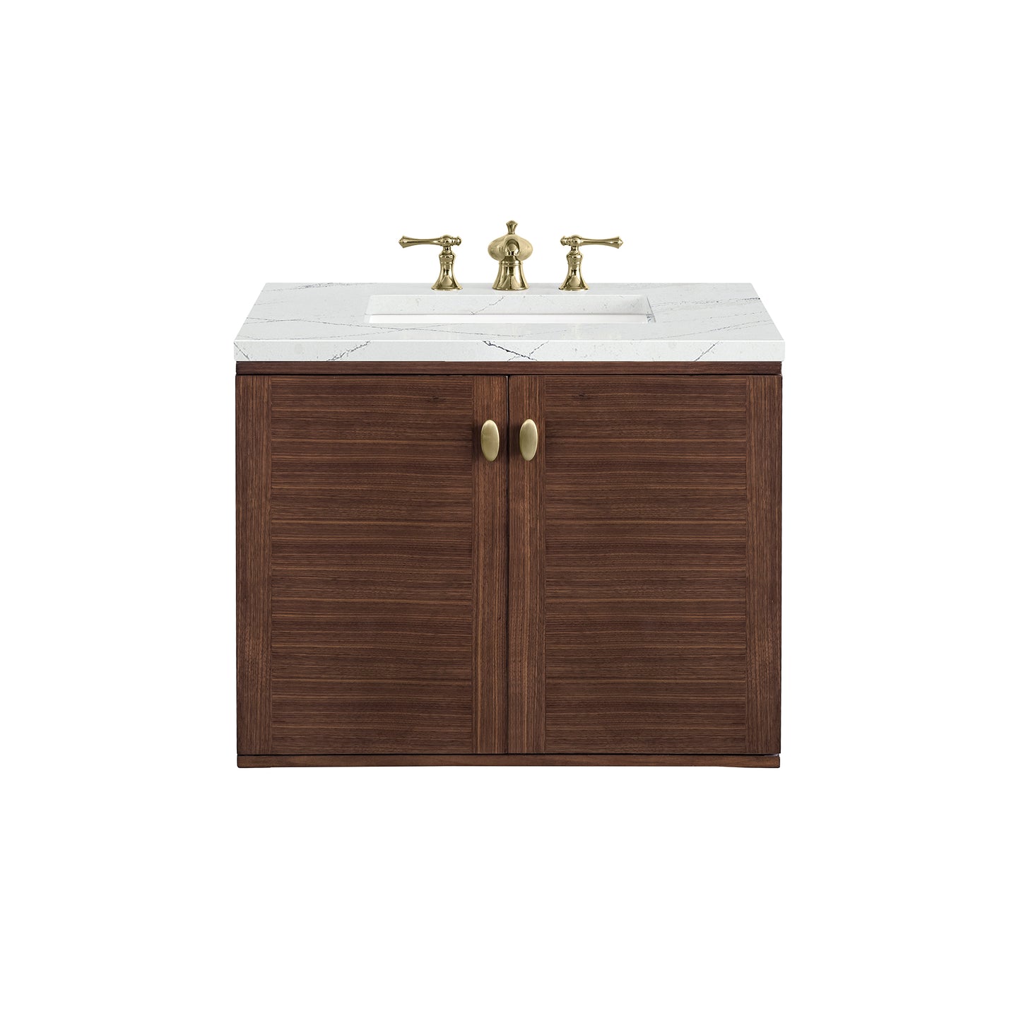 Amberly 30" Single Vanity, Mid-Century Walnut w/ 3 CM Ethereal Noctis Top