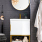 Columbia 24" Single Vanity, Glossy White, Radiant Gold w/ White Glossy Composite Stone Top
