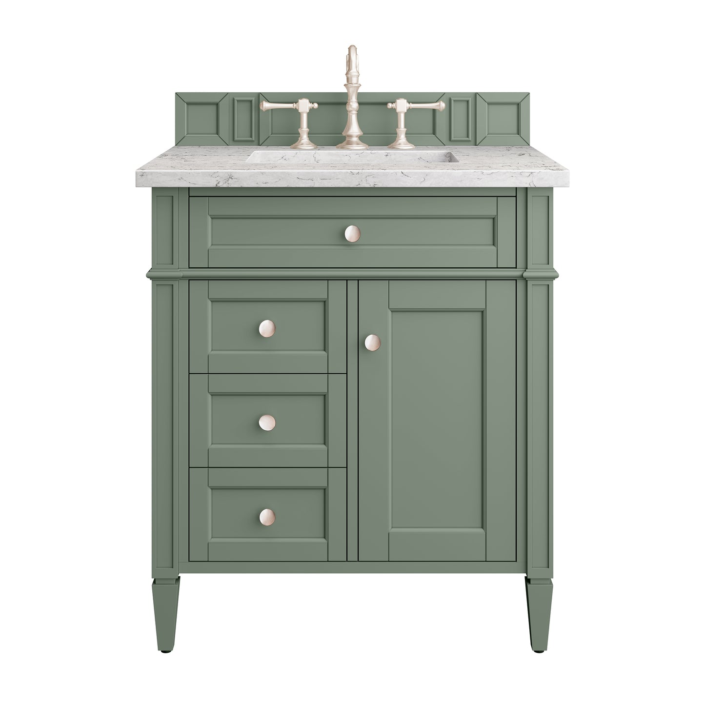 Brittany 30" Single Vanity, Smokey Celadon w/ 3 CM Eternal Jasmine Pearl Top