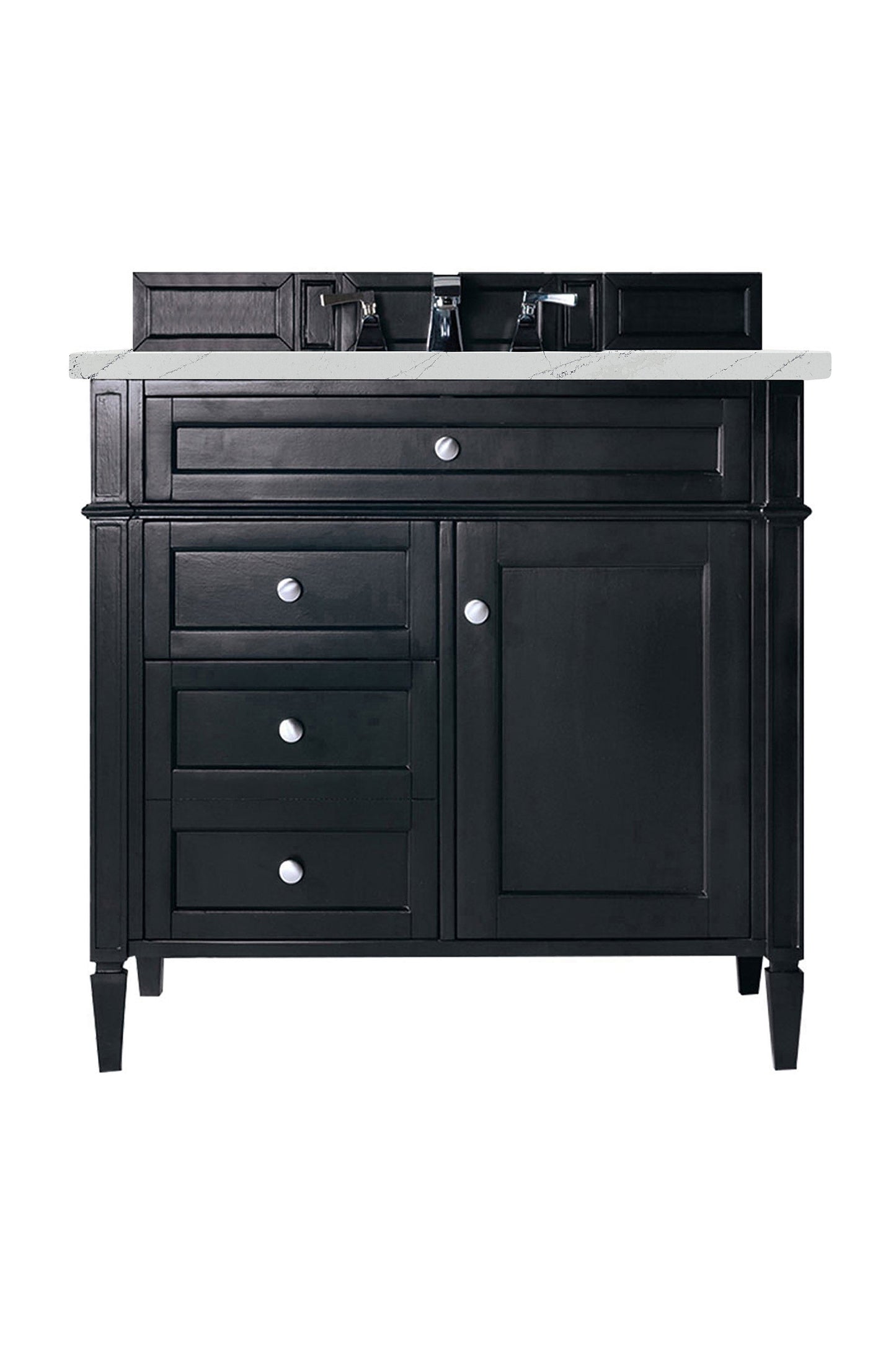 Brittany 36" Single Vanity, Black Onyx w/ 3 CM Ethereal Noctis Quartz Top