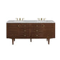 Amberly 72" Double Vanity, Mid-Century Walnut w/ 3 CM Eternal Jasmine Pearl Top