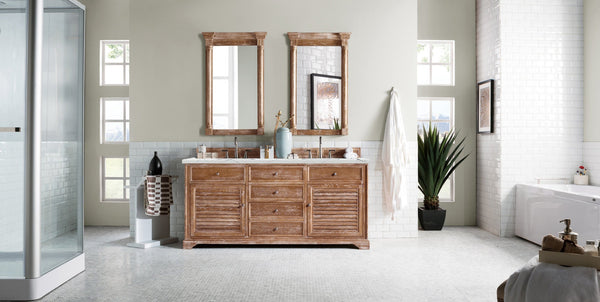 Savannah 72 Double Vanity, Driftwood w/ 3 CM Ethereal Noctis Quartz Top