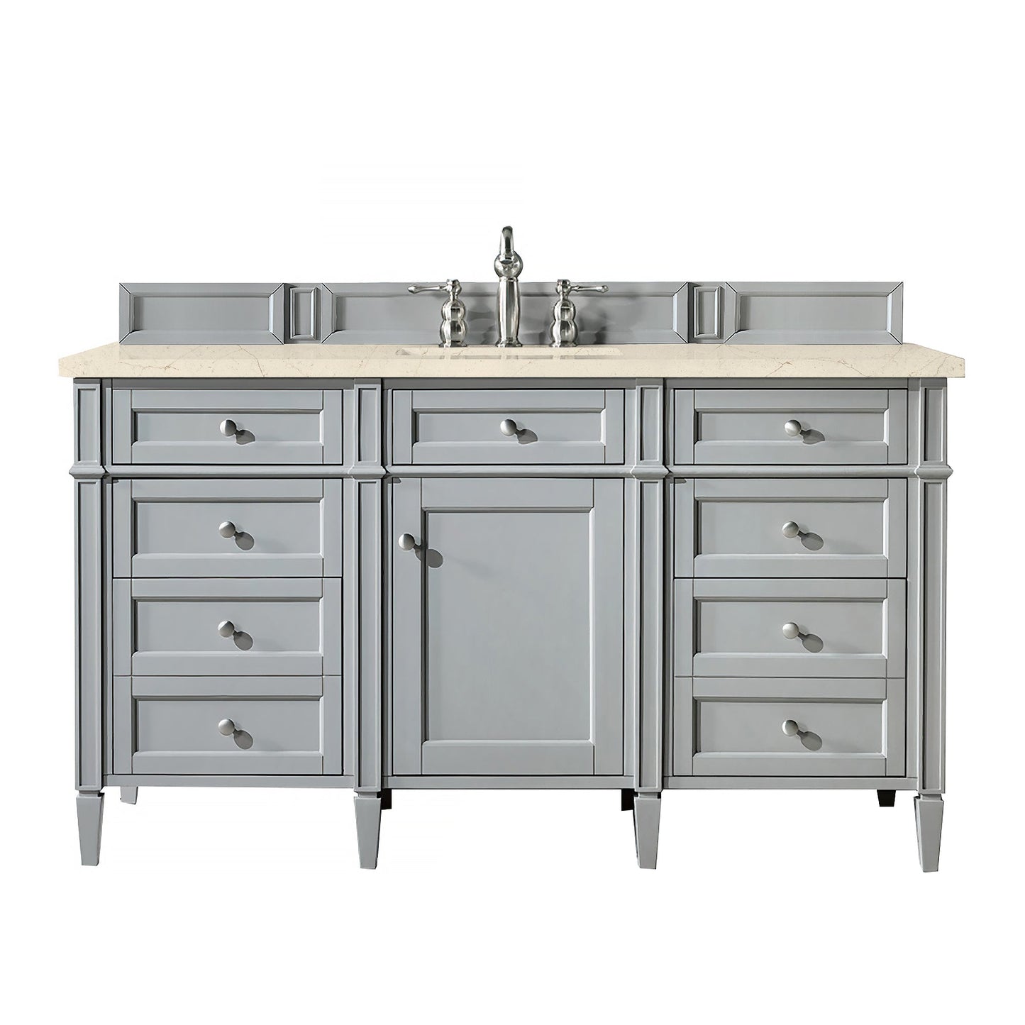 Brittany 60" Single Vanity, Urban Gray w/ 3 CM Eternal Marfil Quartz Top