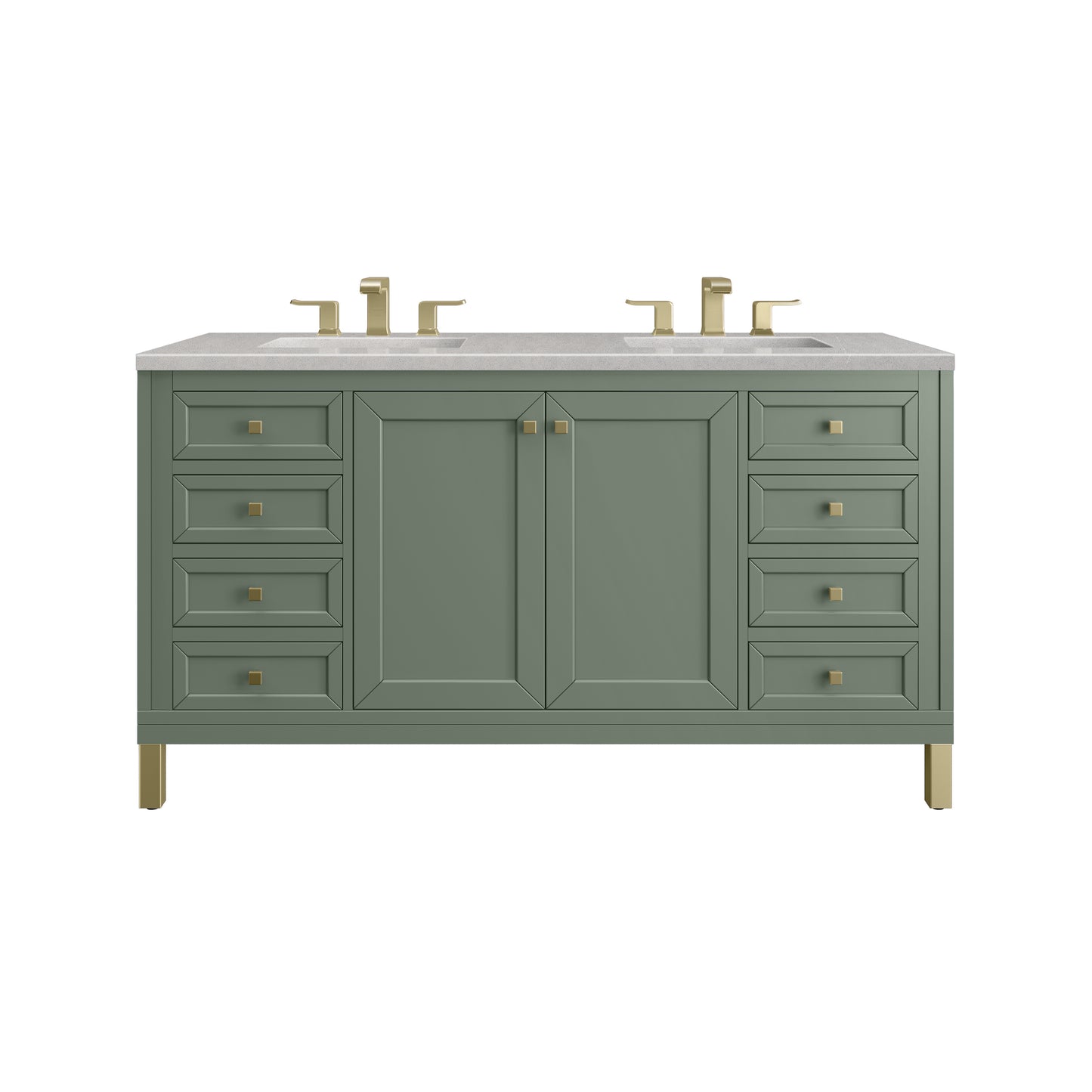 Chicago 60" Double Vanity, Smokey Celadon w/ 3 CM Eternal Serena Top