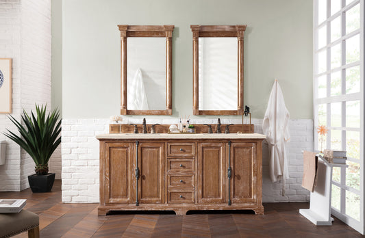 Providence 72" Double Vanity, Driftwood w/ 3 CM Eternal Marfil Quartz Top