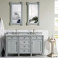 Brittany 60" Double Vanity, Urban Gray w/ 3 CM Eternal Jasmine Pearl Quartz Top