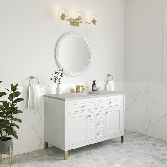 Chicago 48" Single Vanity, Glossy White w/ 3 CM Eternal Serena Top