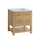 Breckenridge 30" Single Vanity, Light Natural Oak w/ 3 CM Carrara Marble Top