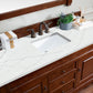 Brookfield 60" Single Vanity, Warm Cherry w/ 3 CM Ethereal Noctis Quartz Top