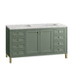 Chicago 60" Double Vanity, Smokey Celadon w/ 3 CM Eternal Jasmine Pearl Top