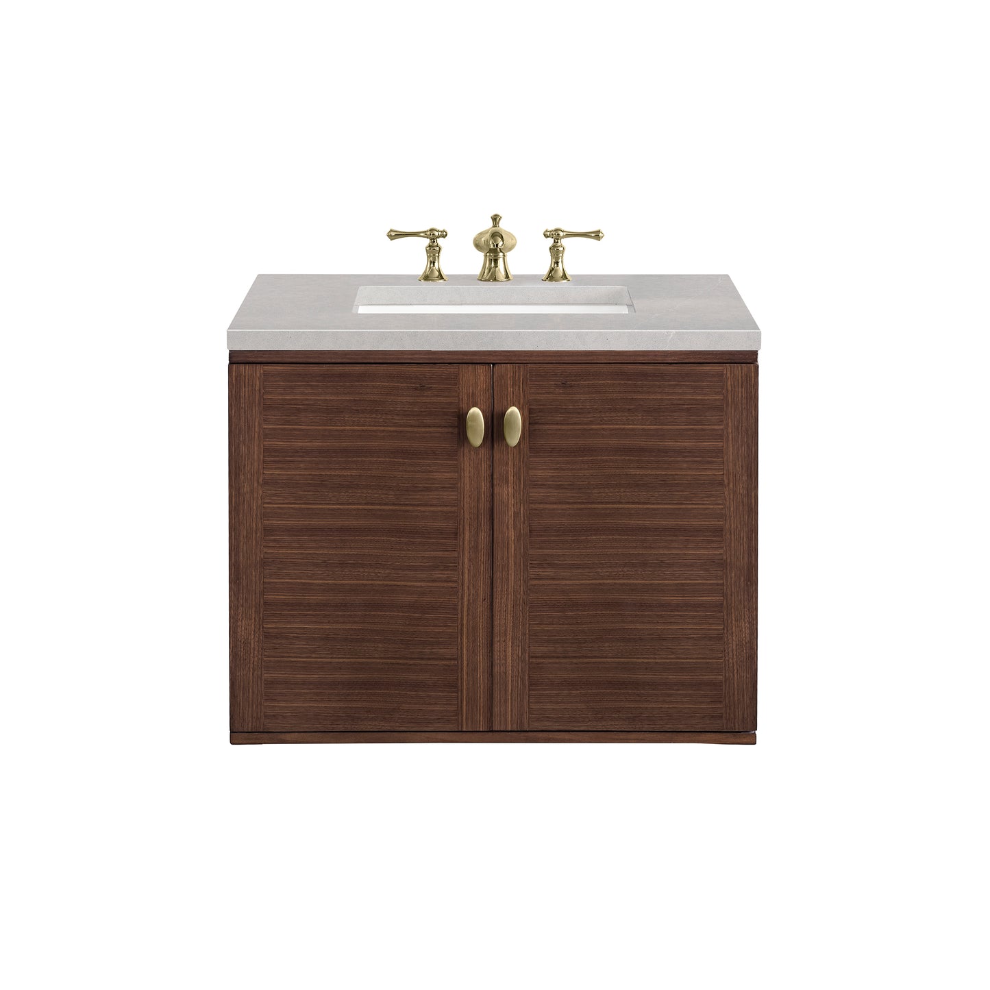 Amberly 30" Single Vanity, Mid-Century Walnut w/ 3 CM Eternal Serena Top