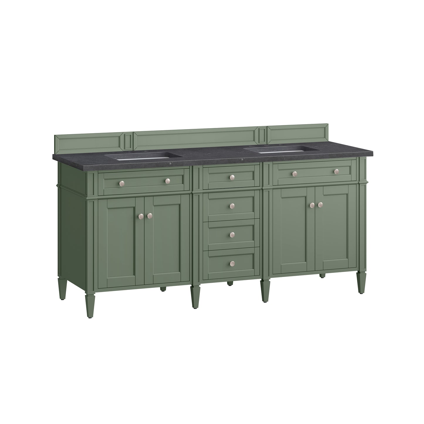 Brittany 72" Double Vanity, Smokey Celadon w/ 3 CM Charcoal Soapstone Top