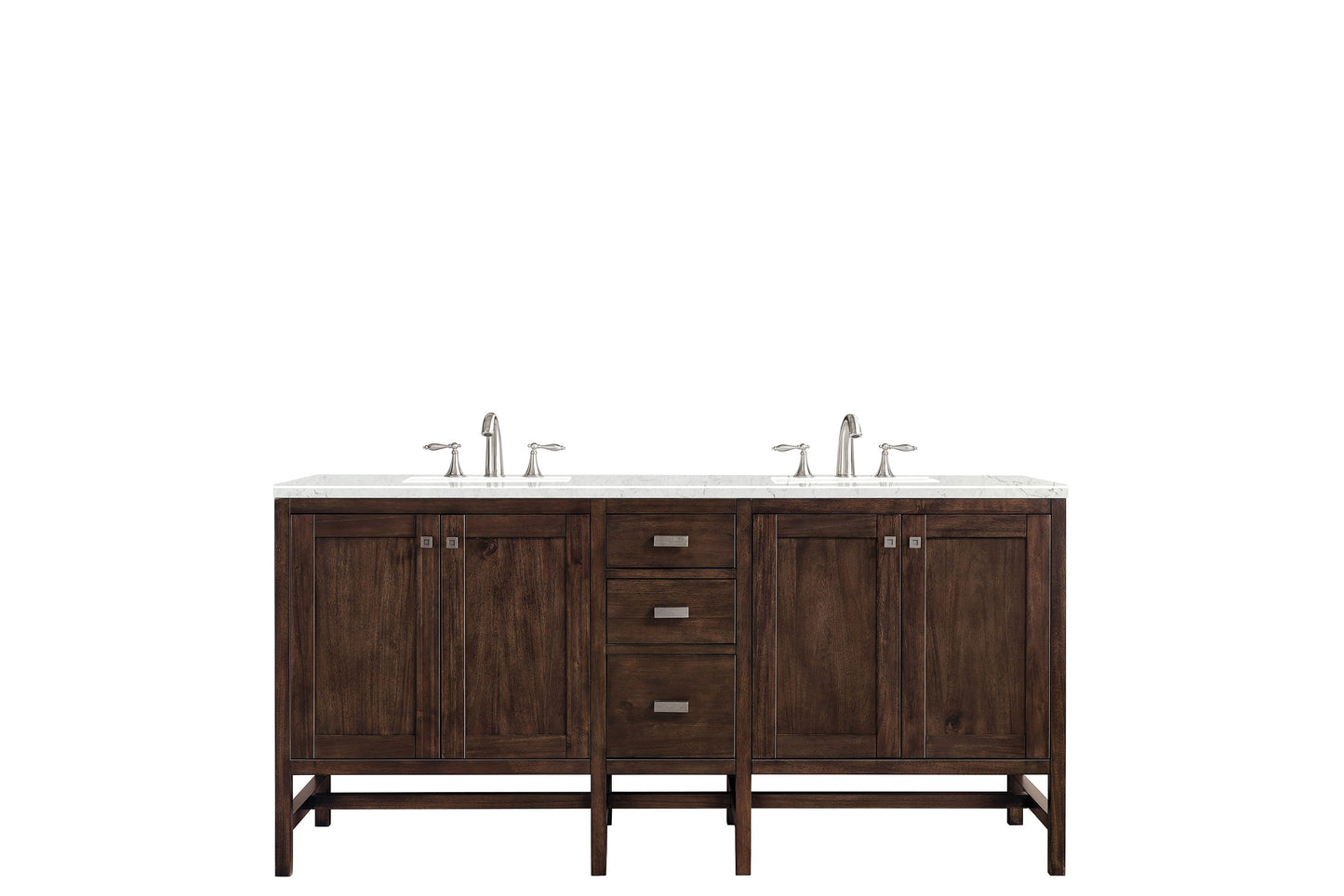 Addison 72" Double Vanity, Mid-Century Acacia w/ 3 CM Eternal Jasmine Pearl Quartz Top