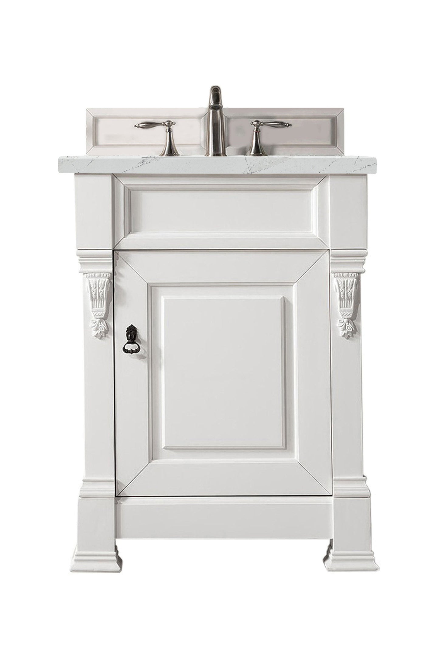 Brookfield 26" Single Vanity, Bright White w/ 3 CM Ethereal Noctis Quartz Top