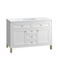 Chicago 48" Single Vanity, Glossy White w/ 3 CM White Zeus Top