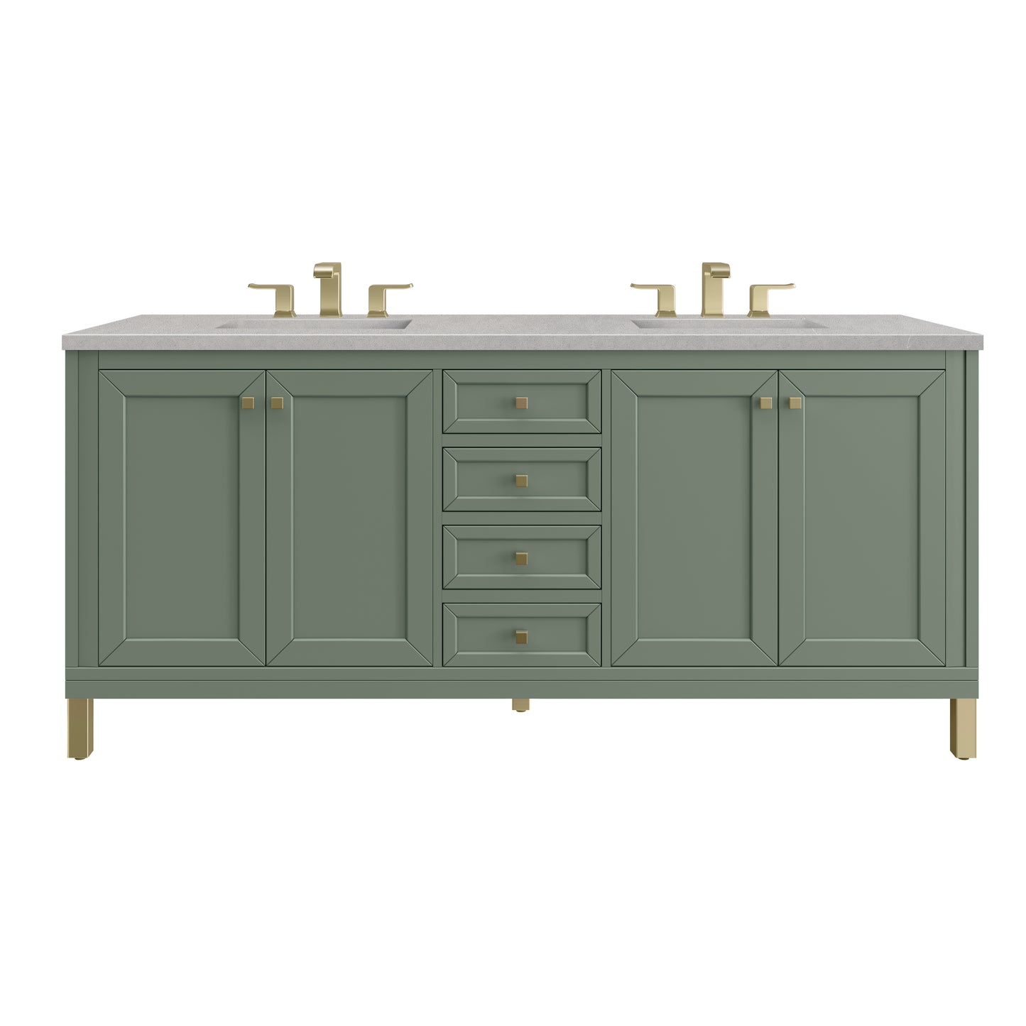 Chicago 72" Double Vanity, Smokey Celadon w/ 3 CM Eternal Serena Top