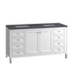 Chicago 60" Double Vanity, Glossy White w/ 3 CM Charcoal Soapstone Top