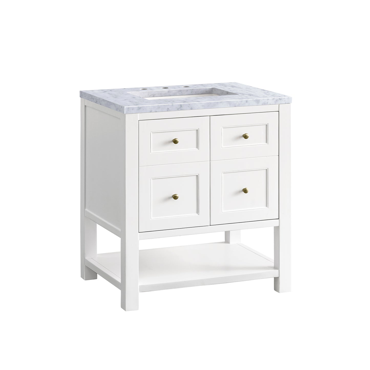 Breckenridge 30" Single Vanity, Bright White w/ 3 CM Carrara Marble Top