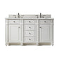 Bristol 60" Double Vanity, Bright White w/ 3 CM Ethereal Noctis Quartz Top