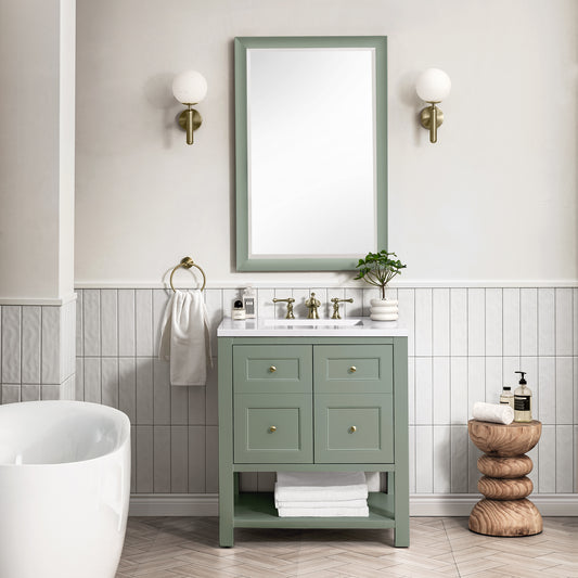 Breckenridge 30" Single Vanity, Smokey Celadon w/ 3 CM White Zeus Top