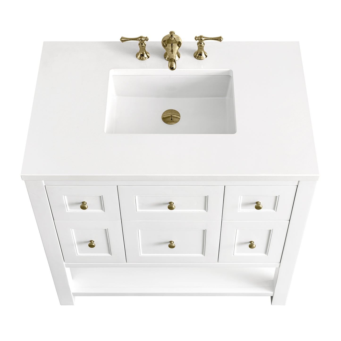 Breckenridge 36" Single Vanity, Bright White w/ 3 CM White Zeus Top