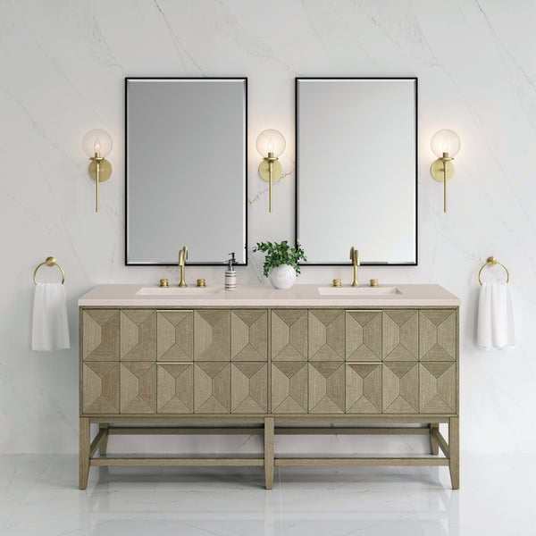 Emmeline 72 Double Vanity, Pebble Oak w/ 3 CM Eternal Marfil Top