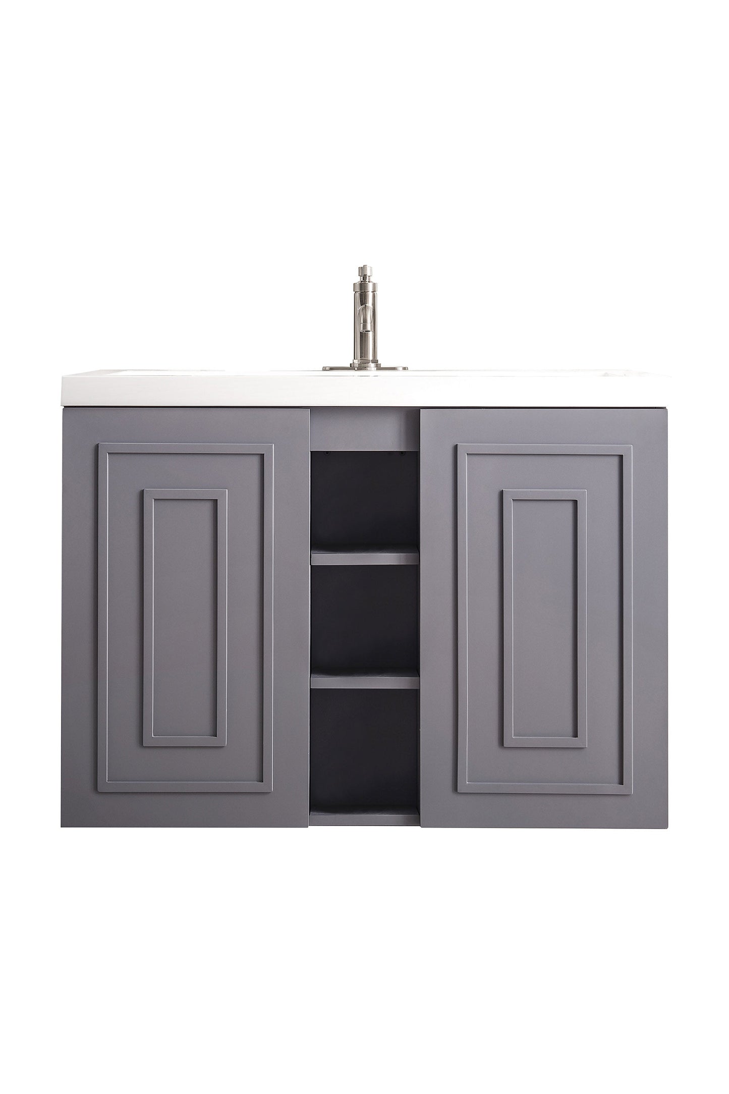 Alicante 39.5" Single Vanity, Gray Smoke w/ White Glossy Composite Stone Top