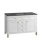 Chicago 48" Single Vanity, Glossy White w/ 3 CM Charcoal Soapstone Top