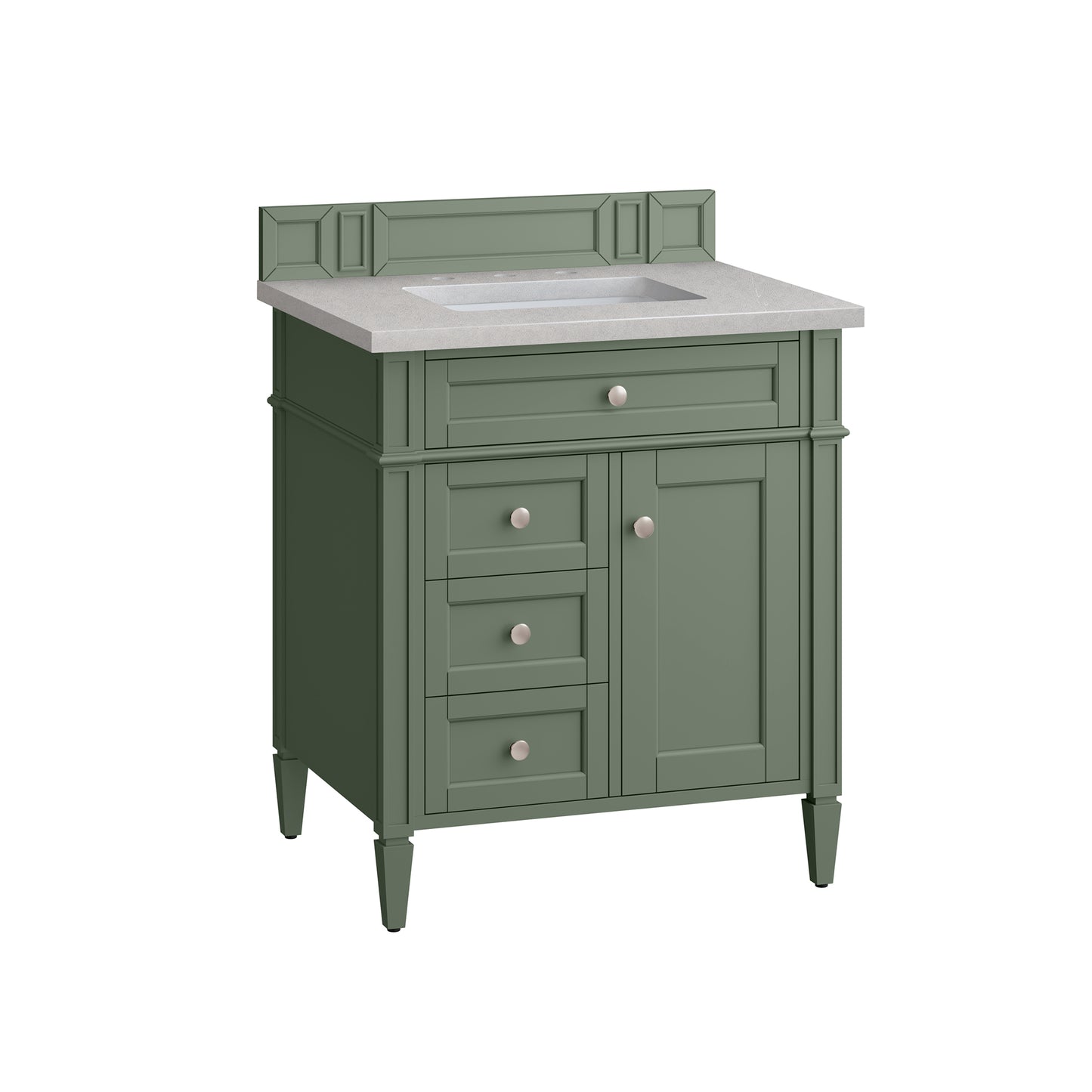 Brittany 30" Single Vanity, Smokey Celadon w/ 3 CM Eternal Serena Top