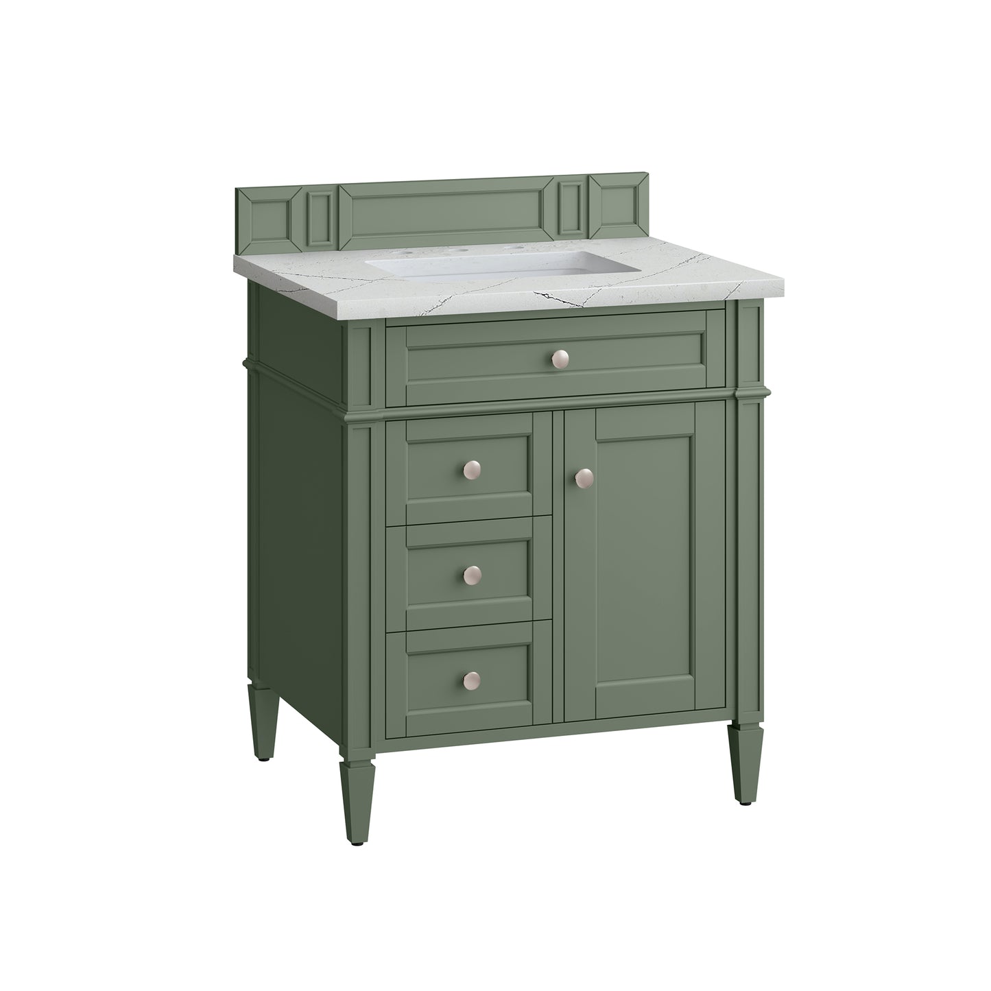 Brittany 30" Single Vanity, Smokey Celadon w/ 3 CM Ethereal Noctis Top