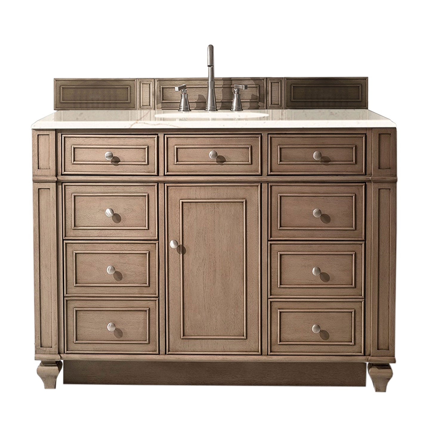 Bristol 48" Single Vanity, Whitewashed Walnut w/ 3 CM Eternal Marfil Quartz Top