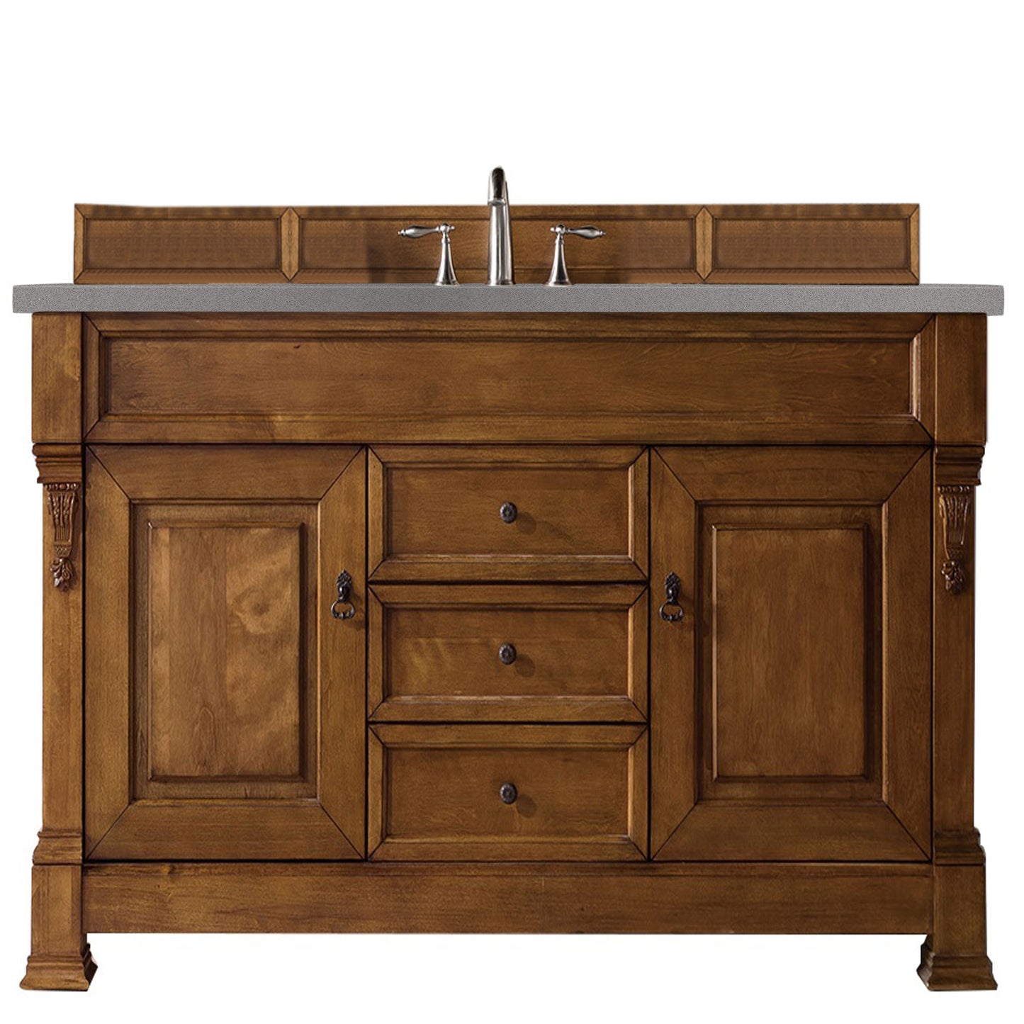 Brookfield 60" Single Vanity, Country Oak w/ 3 CM Grey Expo Quartz Top