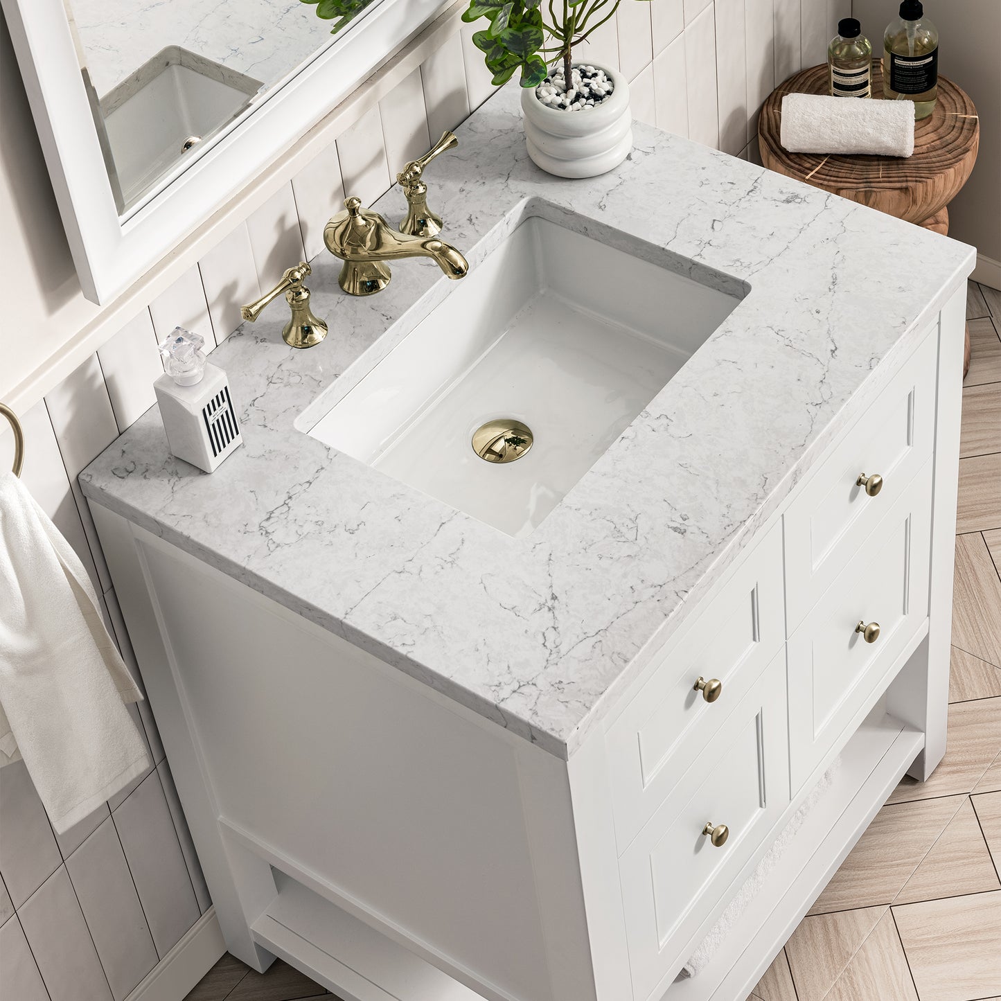 Breckenridge 30" Single Vanity, Bright White w/ 3 CM Arctic Fall Top