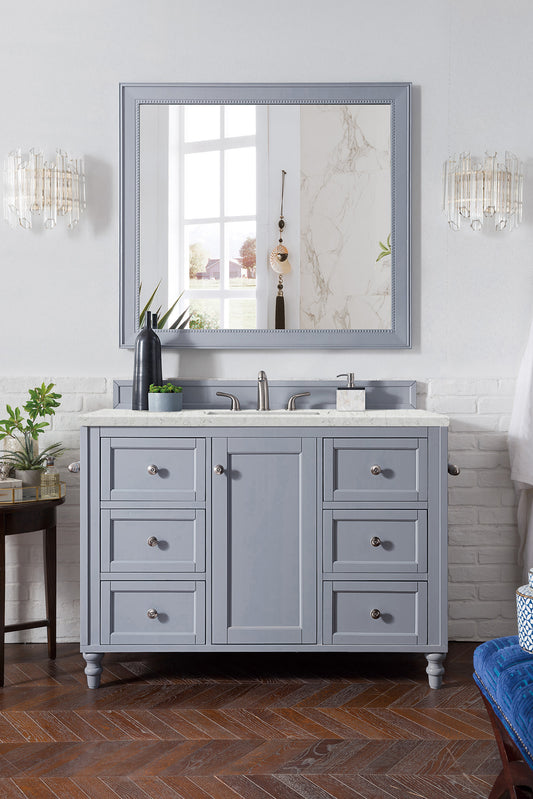 Copper Cove Encore 48" Single Vanity, Silver Gray w/ 3 CM Eternal Jasmine Pearl Quartz Top