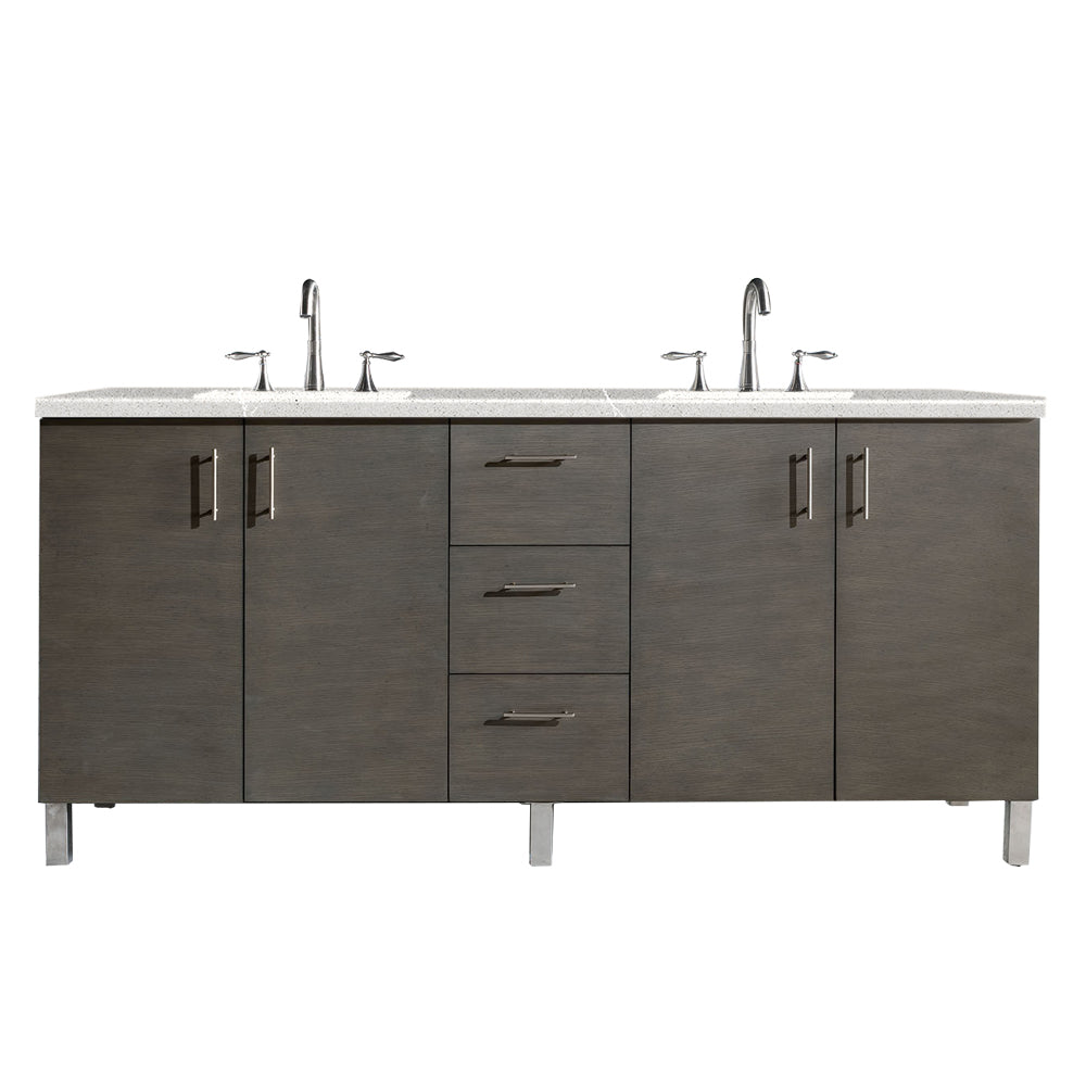 Metropolitan 72" Double Vanity, Silver Oak w/ 3 CM Eternal Serena Quartz Top