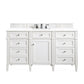 Brittany 60" Single Vanity, Bright White w/ 3 CM White Zeus Quartz Top