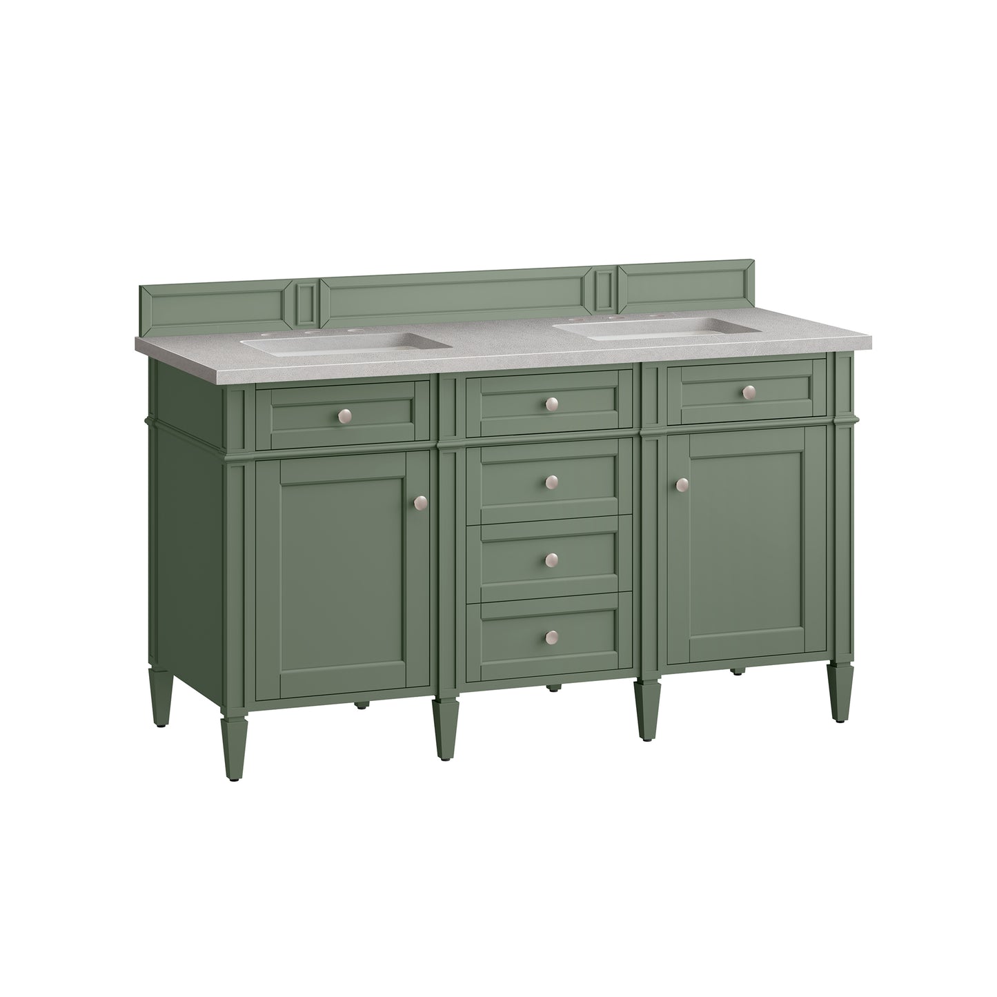 Brittany 60" Double Vanity, Smokey Celadon w/ 3 CM Eternal Serena Top